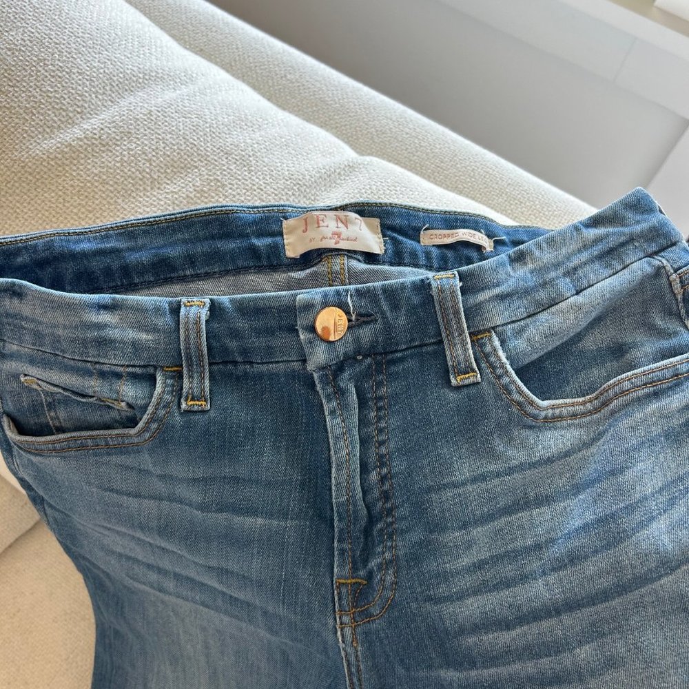 Jen & Seven for all Mankind Wide Leg Insert Flare Cropped Jeans size 8 29